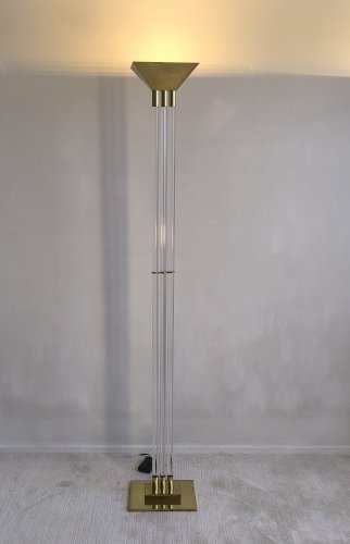✨✨ Magnifique et rare lampadaire Allemand signé VEREINIGTE WERKSTÄTTEN en lucite et laiton ✨✨