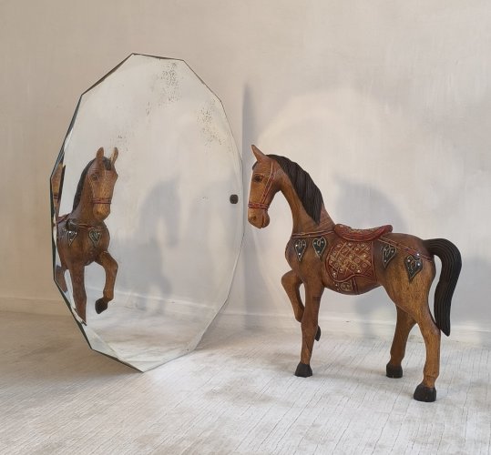 ✨ Élégant miroir ancien biseauté à 12 pans – style Art Déco vintage ✨