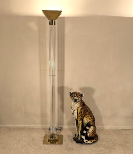 ✨✨ Magnifique et rare lampadaire Allemand signé VEREINIGTE WERKSTÄTTEN en lucite et laiton ✨✨