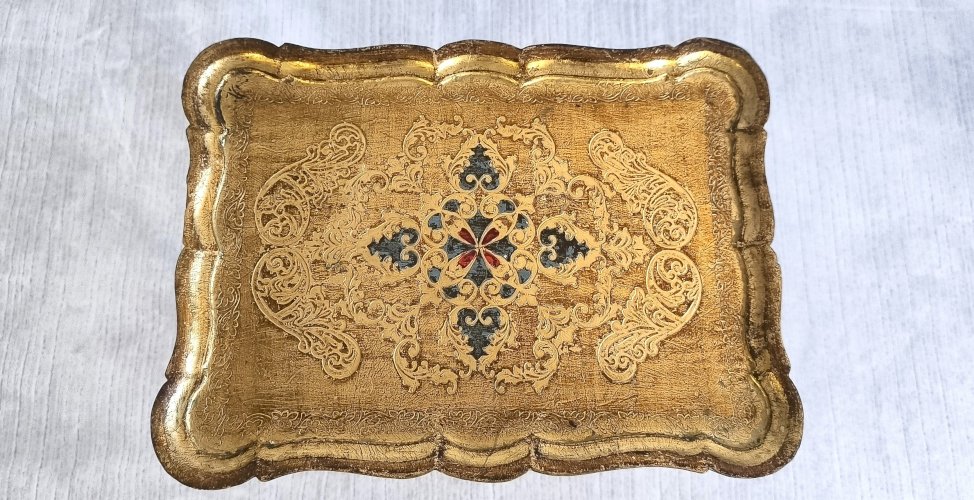 ✨ Élégante table d’appoint florentine – Décor peint & superbe patine ancienne ✨