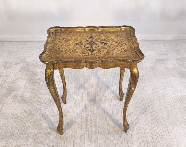 ✨ Élégante table d’appoint florentine – Décor peint & superbe patine ancienne ✨