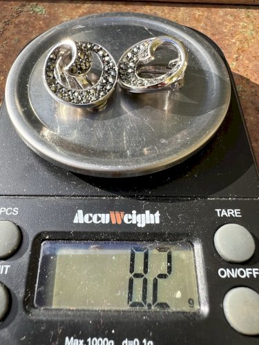 Élégantes boucles d’oreilles circa 1950/1960 argent massif / Marcassites Vintage