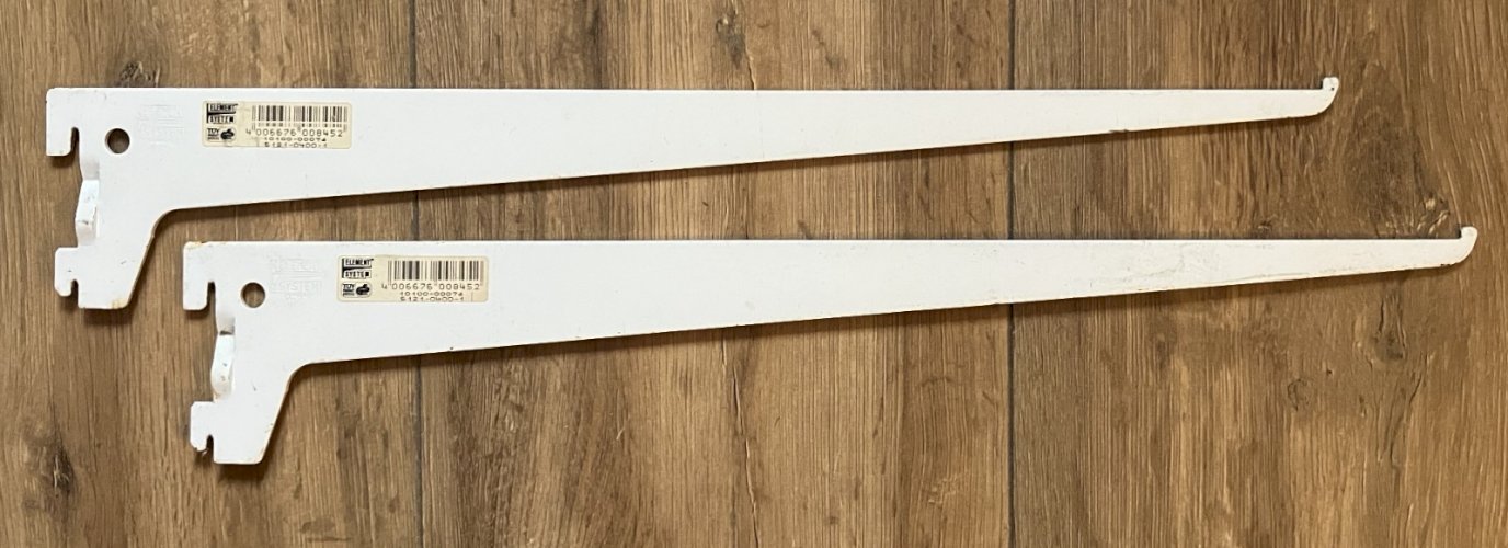 ELEMENT SYSTEME lot de 2 consoles acier blanc 40 cm entraxe 5 cm (charge 55 kg)