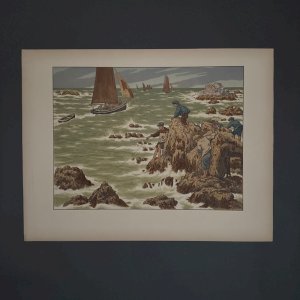 e?Lithographie par Henri Rivière Au Vent de Noroît - Les Mousses A5906