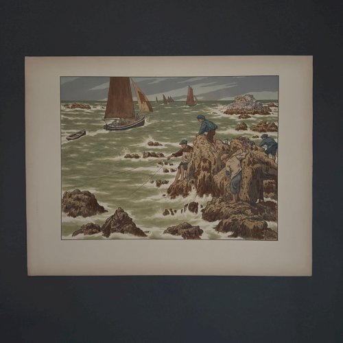 e?Lithographie par Henri Rivière Au Vent de Noroît - Les Mousses A5906