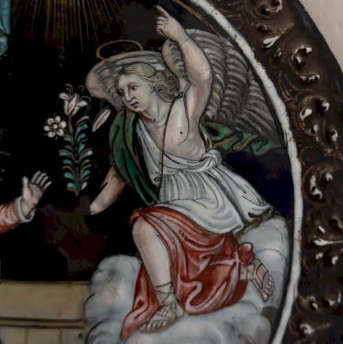 Émail Limoges XVIIe représentant L'Annonciation faite à Marie M3720