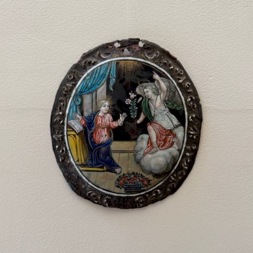 Émail Limoges XVIIe représentant L'Annonciation faite à Marie M3720