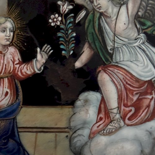 Émail Limoges XVIIe représentant L'Annonciation faite à Marie M3720