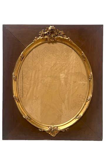Encadrement ovale en bois et stuc doré XX siècle