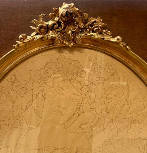 Encadrement ovale en bois et stuc doré XX siècle