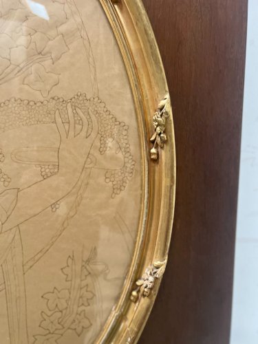 Encadrement ovale en bois et stuc doré XX siècle