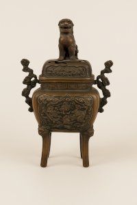 Ancient Chinese bronze incense burner – Foo Lion & dragon – 19th century – Censer