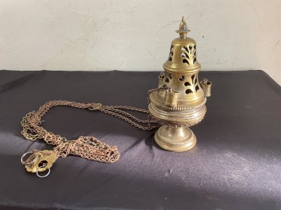 Encensoir en bronze argenté XVIII / XIXème - Religion Objet liturgique
