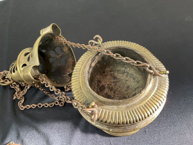 Encensoir en bronze argenté XVIII / XIXème - Religion Objet liturgique