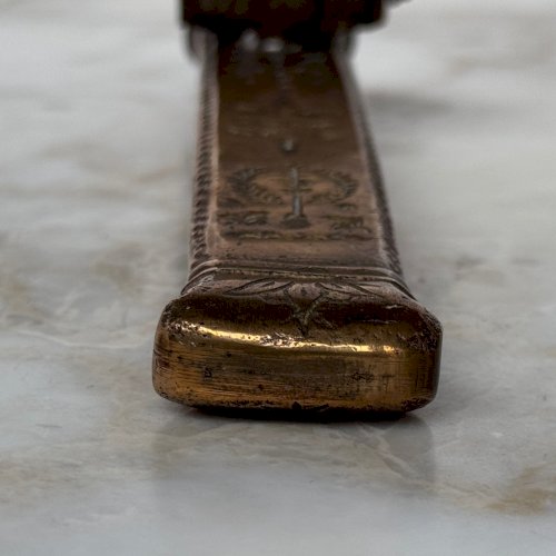 Encrier de voyage en bronze finement gravé XIXe Moyen-Orient  M4007