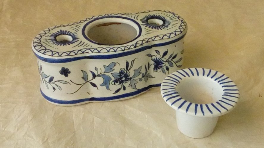 ENCRIER EN FAIENCE ROUEN CLAMENCY*