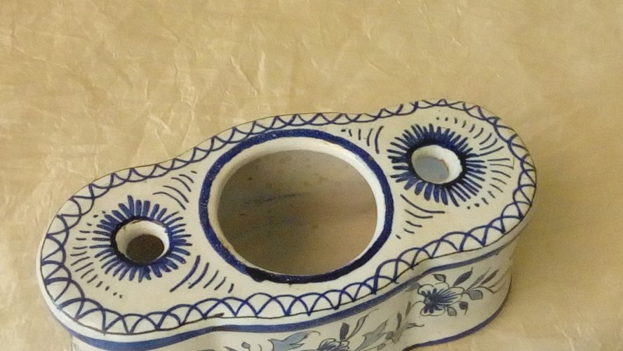 ENCRIER EN FAIENCE ROUEN CLAMENCY*