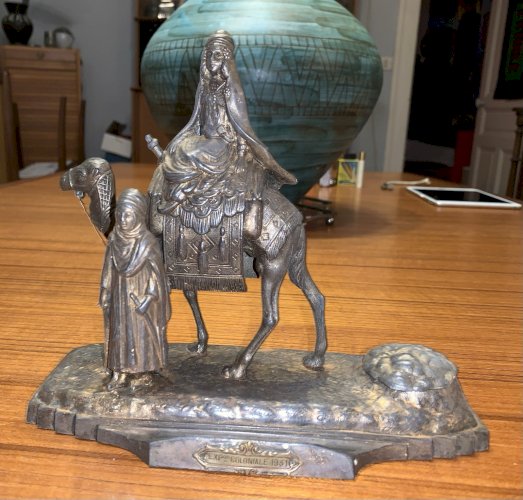 encrier en régule scène orientaliste expo coloniale 1931 signé A OUVET