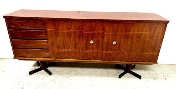 Danish enfilade in veneer wood with iron legs, 20th century
