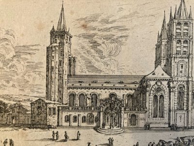 Engraving Abbey of Saint Germain des Prés Israel Silvestre 17th art