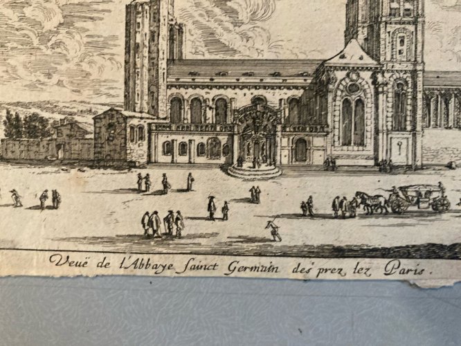 Engraving Gravure abbaye de Saint Germain des prés Israël Silvestre XVIIe art
