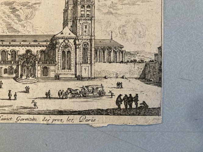Engraving Gravure abbaye de Saint Germain des prés Israël Silvestre XVIIe art