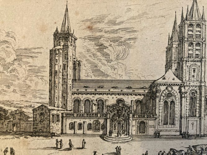 Engraving Gravure abbaye de Saint Germain des prés Israël Silvestre XVIIe art