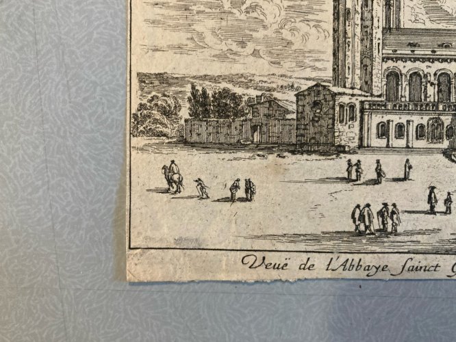 Engraving Gravure abbaye de Saint Germain des prés Israël Silvestre XVIIe art