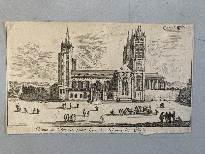 Engraving Gravure abbaye de Saint Germain des prés Israël Silvestre XVIIe art