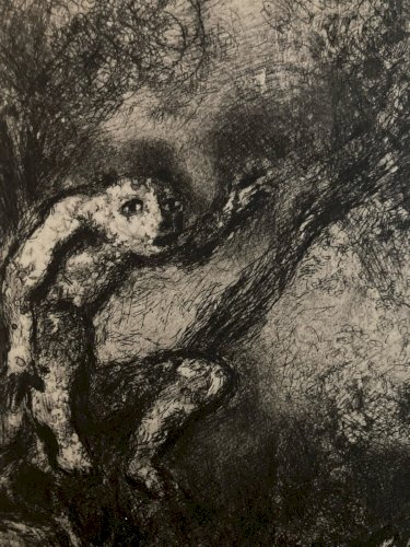 Engraving Gravure Eau Forte Marc Chagall Le Loup, Le Renard Et Le Singe 1952 Art