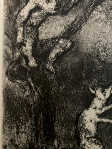 Engraving Gravure Eau Forte Marc Chagall Le Loup, Le Renard Et Le Singe 1952 Art