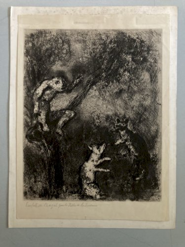 Engraving Gravure Eau Forte Marc Chagall Le Loup, Le Renard Et Le Singe 1952 Art