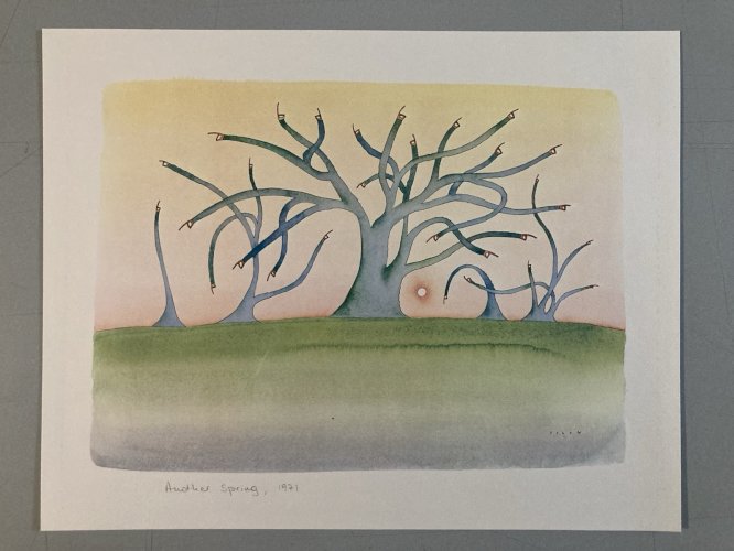 Engraving Gravure Jean Michel Folon XXe Lithographie Art 1970 Ancien Arbre Old