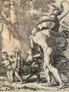 Engraving Gravure Portrait Faune Ange Dorigny Michel Bacchanale Ancien XVIIe Art