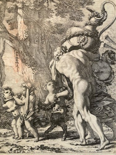 Engraving Gravure Portrait Faune Ange Dorigny Michel Bacchanale Ancien XVIIe Art