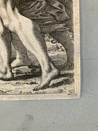 Engraving Gravure Portrait Faune Ange Dorigny Michel Bacchanale Ancien XVIIe Art