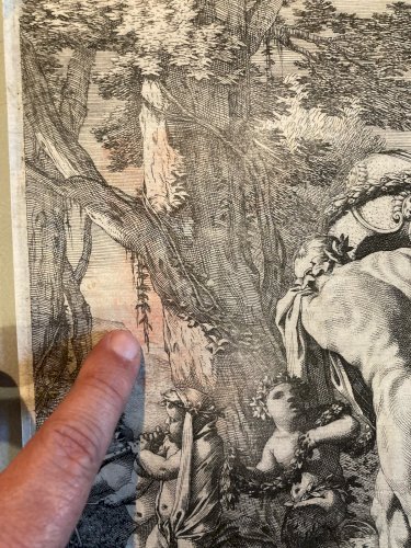 Engraving Gravure Portrait Faune Ange Dorigny Michel Bacchanale Ancien XVIIe Art