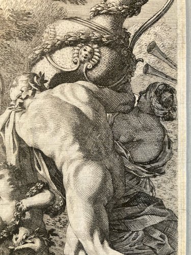 Engraving Gravure Portrait Faune Ange Dorigny Michel Bacchanale Ancien XVIIe Art