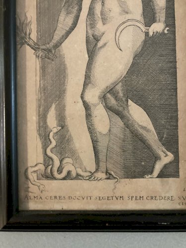 Engraving Gravure Portrait Gian Giacomo Karalis CARAGLIO Femme Serpent Art Old