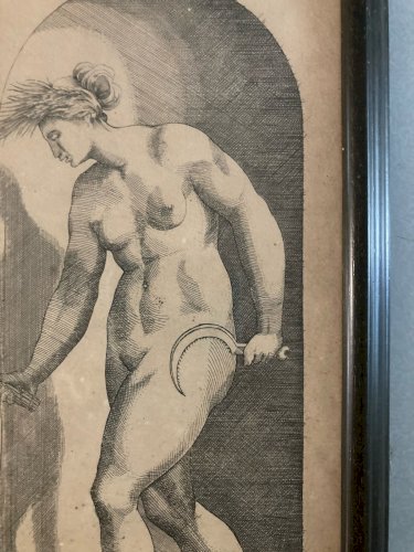 Engraving Gravure Portrait Gian Giacomo Karalis CARAGLIO Femme Serpent Art Old