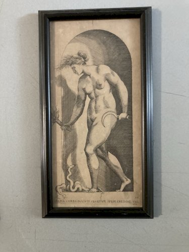 Engraving Gravure Portrait Gian Giacomo Karalis CARAGLIO Femme Serpent Art Old