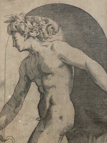 Engraving Gravure Portrait Gian Giacomo Karalis CARAGLIO Homme Serpent Art Old