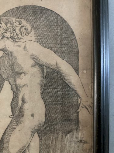 Engraving Gravure Portrait Gian Giacomo Karalis CARAGLIO Homme Serpent Art Old