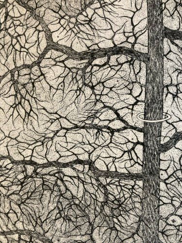 Engraving gravure Surréaliste Signé Varieras 1969 Surréalisme XXe Arbre Art