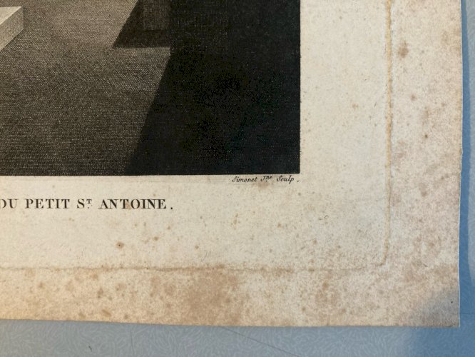 Engraving gravure XIXe Catacombes Pars Original Curiosité Estampe Curiosa Crane