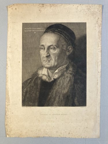 Engraving Gravure XIXe Estampe Ancien Muffel Albrecht Dürer Peintre Portrait