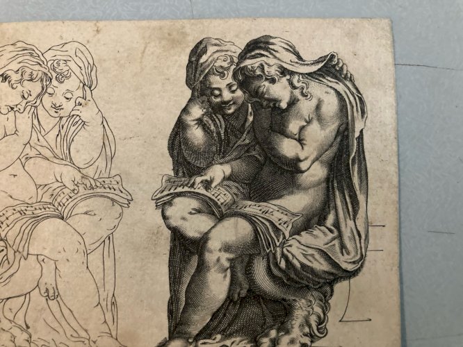 Engraving Gravure XVIIIe Art Ange Ancien Musique Partition À Identifier Ancien