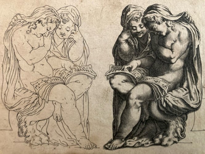 Engraving Gravure XVIIIe Art Ange Ancien Musique Partition À Identifier Ancien