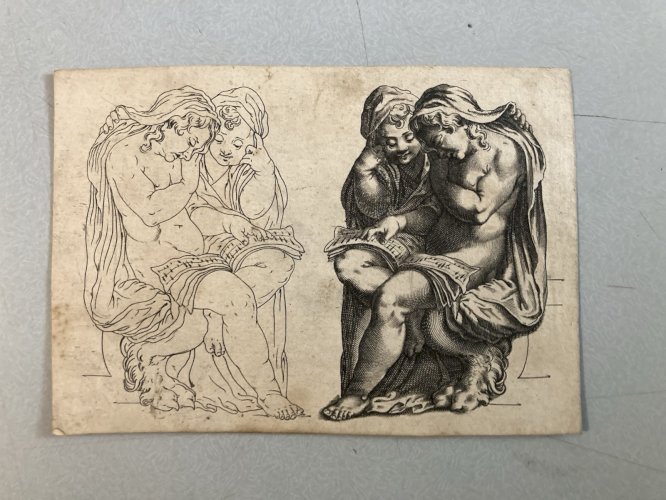 Engraving Gravure XVIIIe Art Ange Ancien Musique Partition À Identifier Ancien