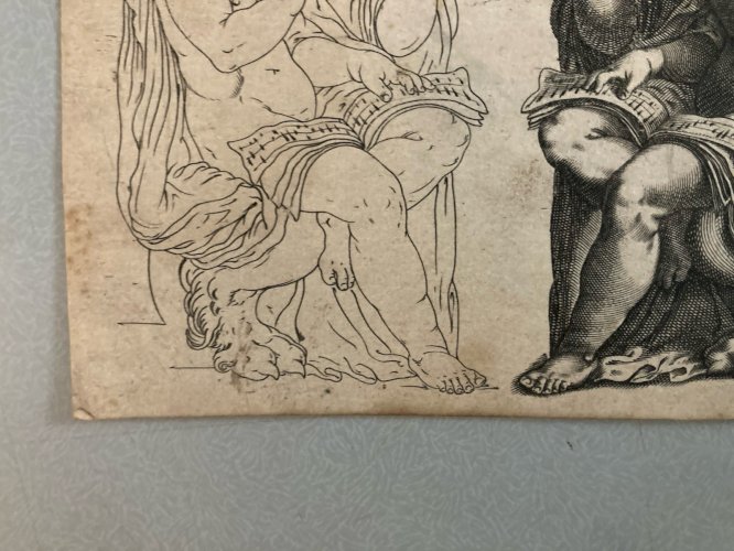 Engraving Gravure XVIIIe Art Ange Ancien Musique Partition À Identifier Ancien